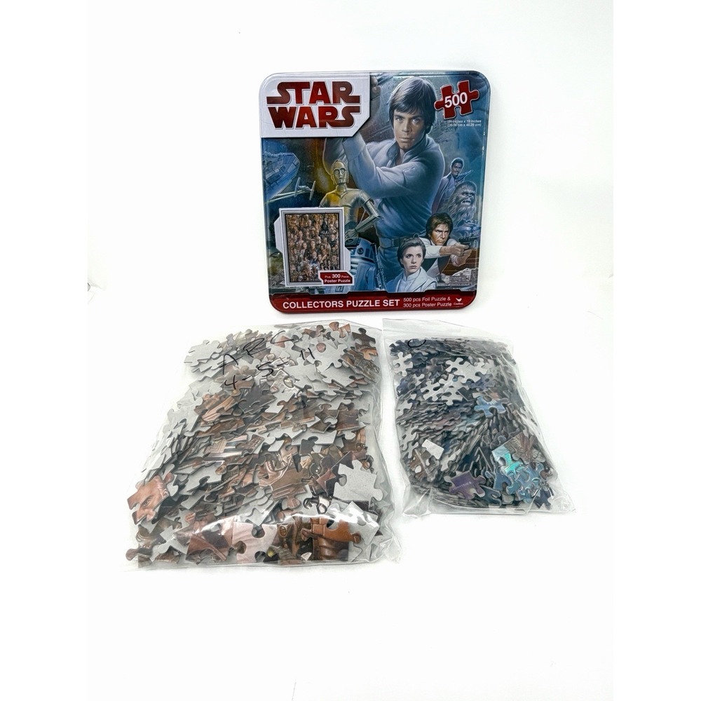 Star Wars Collectors Puzzle Set Tin 500 Pc Foil Puzzle Missing 2 Pieces + 300 - Picture 5 of 9